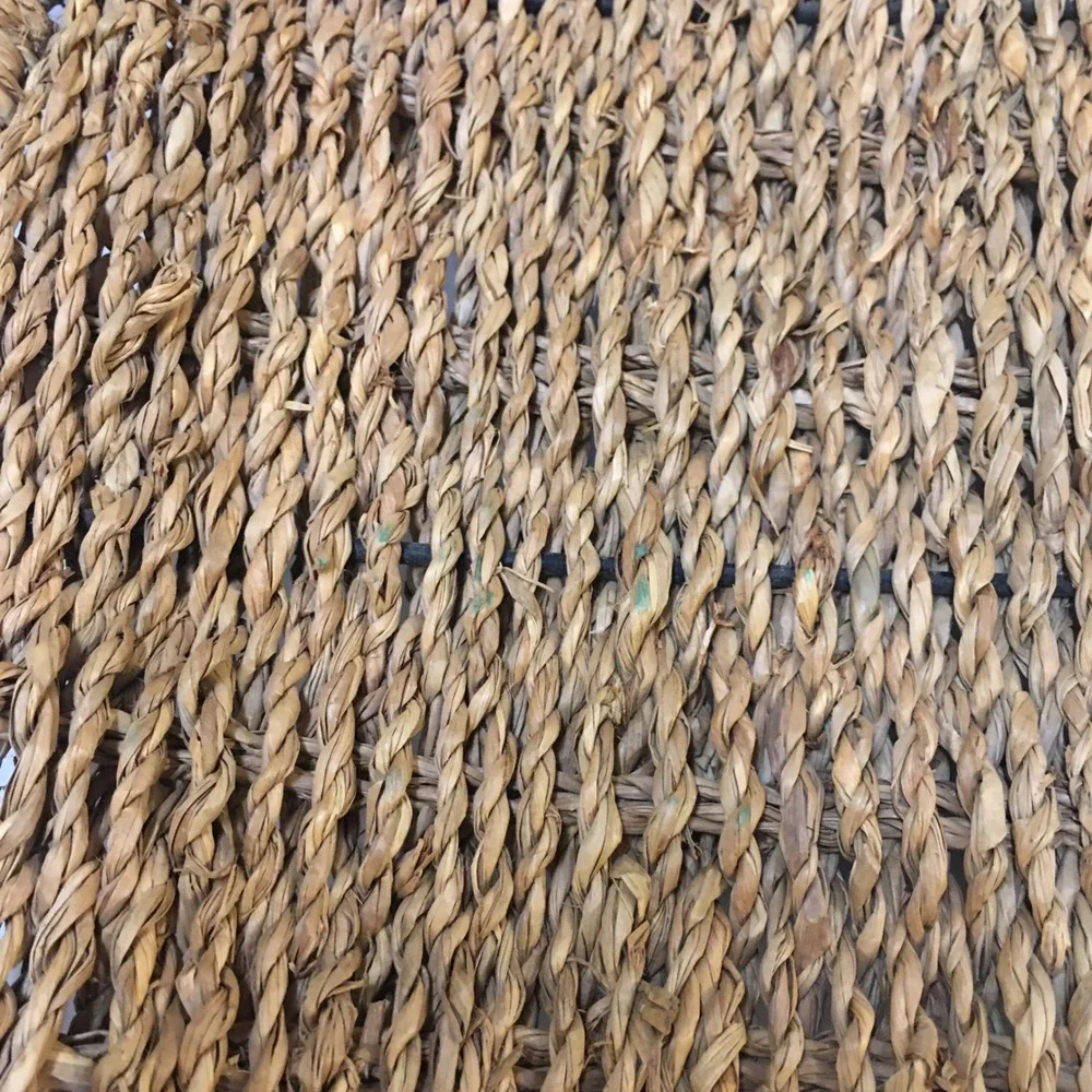 Woven Seagrass Tray Home Decor 10.5in Tan Square Metal Frame Boho Cottagecore